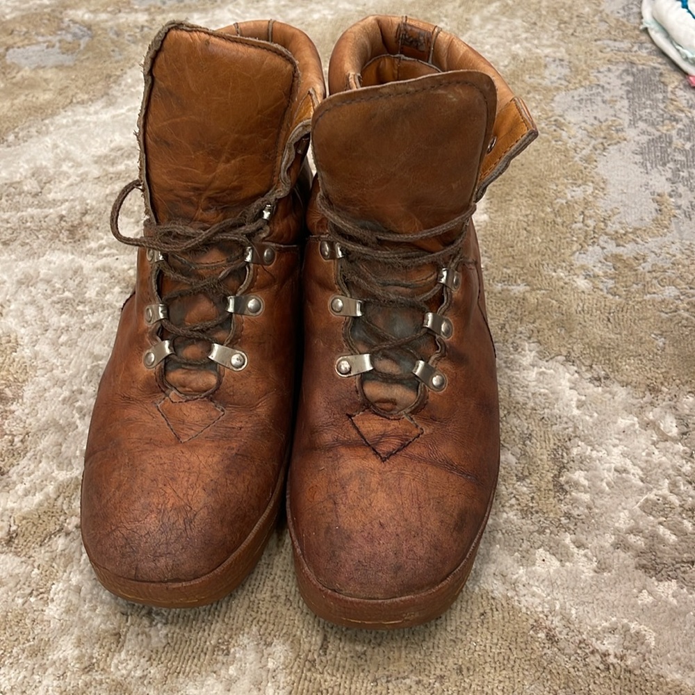 ST MARITZ RALLY Vtg Brown Tan Made In Italy Hiking Mountaineer Boots Mens 11 - Picture 10 of 10